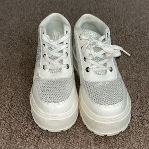 Platform wedding sneakers white sequin